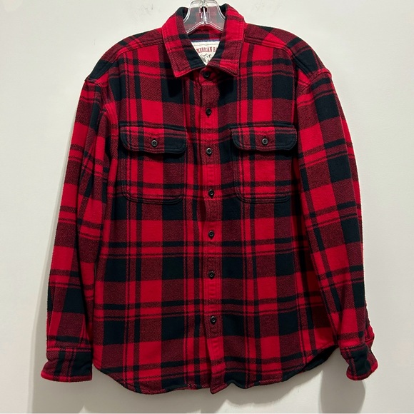 🔹American Eagle Women’s Buffalo Check Plaid Flannel Red Long Sleeve Button Shirt - Picture 8 of 9